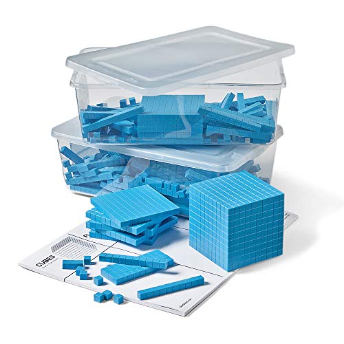 hand2mind Blue Plastic Base Ten Blocks Complete Set, Place Value Blocks ...
