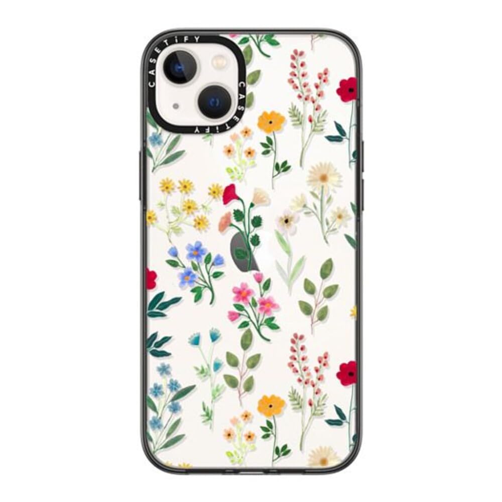 CASETiFY Compact iPhone 14 Plus Case [2X Military Grade Drop Tested / 4ft Drop Protection] - Spring Botanicals 2 - Clear Black — image 1