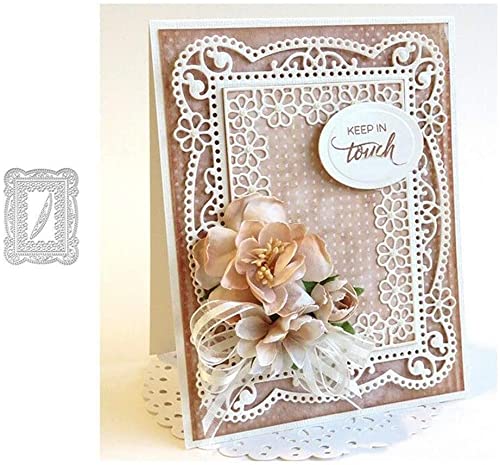 Flower Metal Die Cuts,Wedding Square Lace Flower Border Cutting Dies Cut Stencils for DIY Scrapbooking Photo Decorative Embossing Paper Dies for Scrapbooking Card Making Supplies