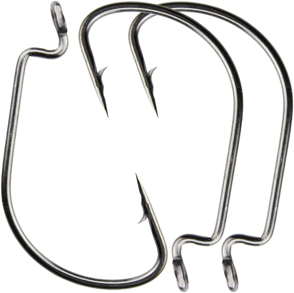 Luengo 50pcs 7316 2X High Carbon Steel Offset Worm Hook Sport Circle Fishing Hooks for Saltwater Fishing-Size: #1-5/0
