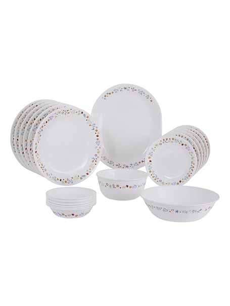 Corelle Livingware Plus Ditsy Flora Glass Dinner Set, 21-Pieces, Multicolour