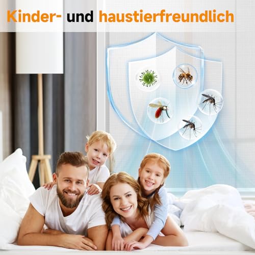 OWYR Fly Screen Window Magnet, 120 x 130 cm, White Frame with Grey Net | Insect protection, mosquito net window, DIY adjustable, fine plastic mesh, fibreglass net, fly screen roof window