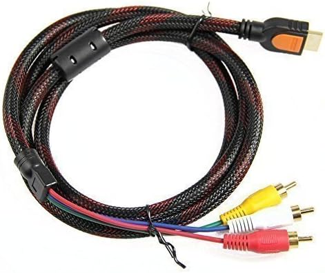 Auskic 5Ft 1.5M HDMI Male to 3RCA Video Audio AV Component Converter Adapter Cable For HDTV DVD and Most LCD Projectors (Not compatible with Xbox 360 / PS3 / PC / Laptop / DVD to HDTV directly)(Nylon)