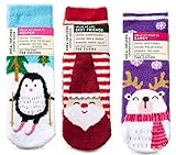 Bath and Body Works 3 Pack Christmas Shea-Infused Lounge Socks. Penguin, Santa & Elf and Polar Bear.