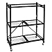 Origami R4 3 Tier Storage Shelf on Wheels, Collapsible/Foldable Steel Shelving Holds up to 750 pounds, Heavy Duty Garage Storage & Organization, Closet Organizer, Utility Shelf (Pewter, R4)