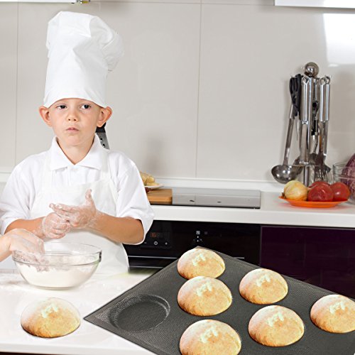 Bluedrop Silicone Hamburger Bread Forms Perforated Bakery Molds Non Stick Baking Sheets Fit Half Pan Size - Thumbnail 6