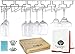 Wine Glass Rack Kit- Under Cabinet Stemware Holder Organizer More than for 18 Glass with Installation Hardware and Drying Bar Towel - Hanging Kitchen Storage Shelf Mounted (Chrome Glass Rack)