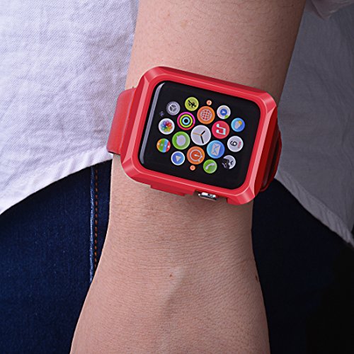 Apple Watch Case, iitee 42mm Universal Slim Rugged Protective TPU iWatch Case for Apple Watch Series 3 Series 2 Series 1 (Matte Red)