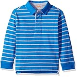 Scout + Ro Boys' Stripe Rugby, Electric Blue/Grey Heather, 7