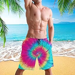 visesunny Tie Dye Colorful Rainbow Print Men's