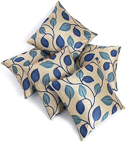 GOLDENIZE Polyester Silk Square Cushion Covers (Firozi, 16x16-inch) - Set of 5