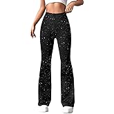 LifeShe Women Sparkly Flared Leg Pants Y2K Sequin Bell Bottom Legging Pant