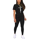 Nimsruc Biker Short Sets Women 2 Piece Outfits Summer Short Sleeve Jogger Tracksuit