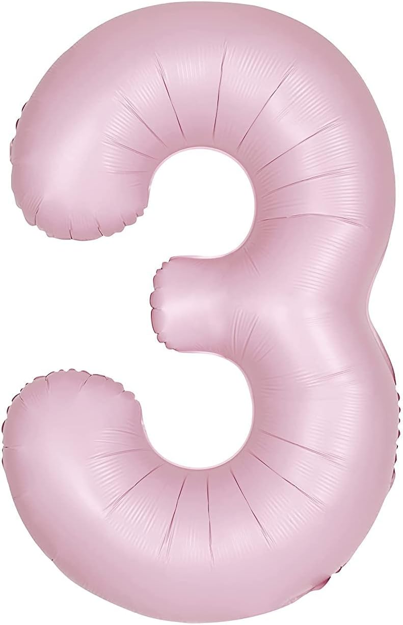Unique Giant Foil Number 3 Balloon 86 cm Matte Baby Pink