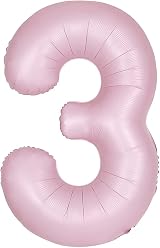 Unique Giant Foil Number 3 Balloon 86 cm Matte Baby Pink
