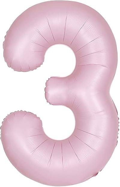 Unique Giant Foil Number 3 Balloon 86 cm Matte Baby Pink