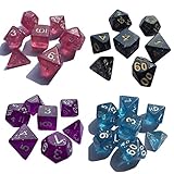 7 Dice x 4 Colors (28 Pieces) Polyhedral Translucent Dice in 4 Complete Sets with 4 Pack Black Pouches for Dungeons and Dragons