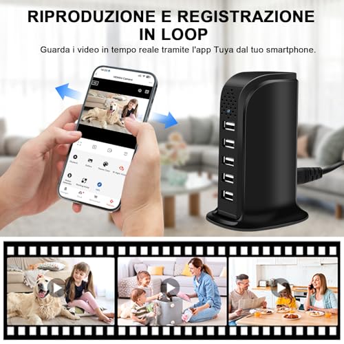 Nisanmoon 5G WiFi Hidden Camera, 5 Ports USB Charger with Hidden Camera, 1080P HD Wi-Fi Mini Hidden Spy Camera with Motion Detection and Remote View