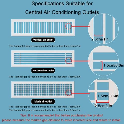 TERRIFI 4 Pcs Freestanding Air Vent Deflector - Adjustable Wind Direction, Ceiling Register Vent Deflector, Air Conditioner & AC Air Deflector, Suitable for Central Air Conditioning