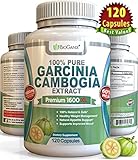 BioGanix 100% Pure Garcinia Cambogia Extract Premium 1600mg XL (120 Veggie Capsules – 2 Month Supply) Ultra Natural 60% HCA, Max Weight Loss Support