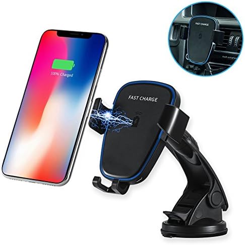 LINKEASE Qi Wireless Fast Charge Car Mount 10W Dashboard &amp; Air Vent Car Phone Mount Holder for iPhone X, iPhone 8/8+ &amp; Samsung Galaxy S9/S9+/S8/S7 Edge