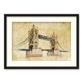 Black Framed Canvas Wall Art Architectural Drawing Home Artwork Decoration for Living Room, Bedroom - 23x31 inches