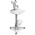 hemsoe Adjustable Rolling Medical Cart: Pneumatic Mobile Workstation with iPad Enclosure for 9.7-13" iPad and Tablet - Ideal for Hospital Dental Clinic Office