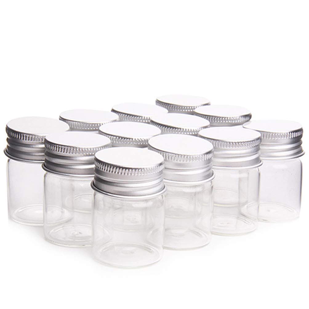 Photo 1 of 12 Pcs Empty Clear Glass Bottles with Screw Aluminum Cap Mini Container Jars for Essential Oil Powders Cream Ointments Grease Cosmetic Makeup Sample(15ml)