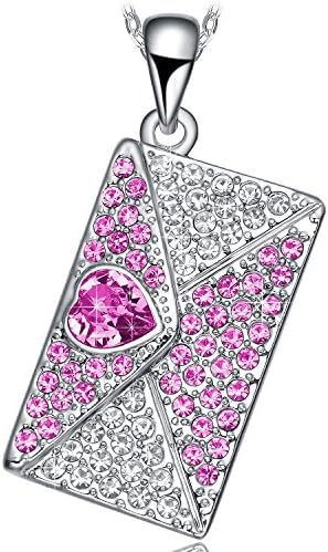 NEEMODA Crystal Pendant Necklace for Girlfriend Jewelry Gifts for Her Love Letter