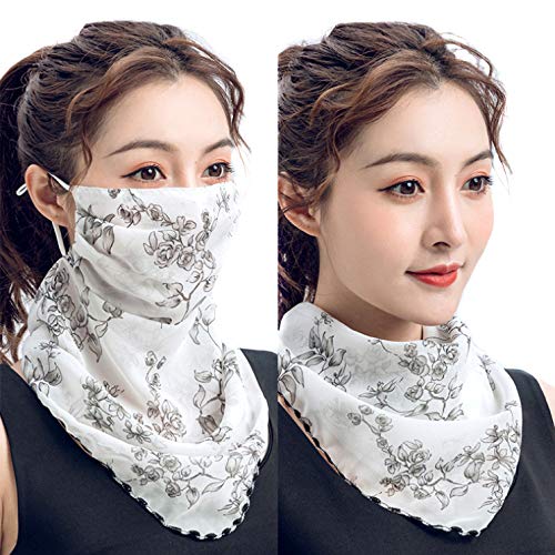 Outdoor Women\'s Sun Protection Anti-Dust Bandanas Chiffon Cycling Face Cover (White)