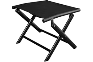 vidaXL Black Folding Footstool - Aluminium & Weather Textilene Fabric - Lightweight & Space Saving for Outdoor Relaxation