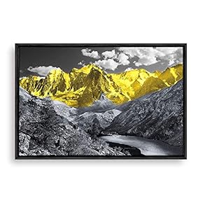 Framed Canvas Home Artwork Decoration Gold Scenery Canvas Wall Art for Living Room Bedroom - 16x24 inches