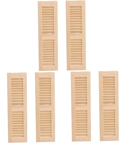 Dollhouse Miniature Shutters Louvered 1 Pair Wood 1:12 Scale 5 11/16\" Houseworks #5018