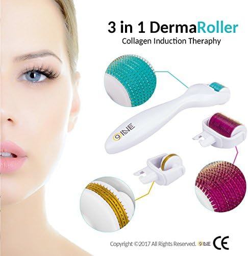 3-In-1 Derma Skin Care Massage Roller Tools Titanium Needles-CL3 Kit,0.5-1.0-1.5MM