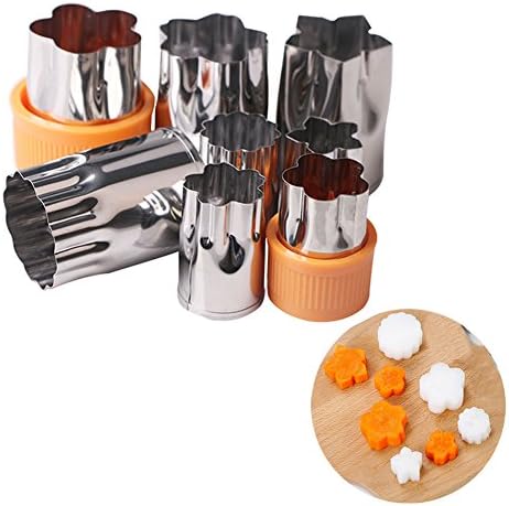 Vegetable Fruit Cookie Cutter Set Small Stainless Steel Cookie Press Kit Mold Cute Cartoon Flower Shapes Kitchen Hand Cooking Tool Gadgets for Kids Sandwich Food Making 8PCS