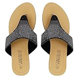 Sandalup Women's Rhinestone Thong Sandals