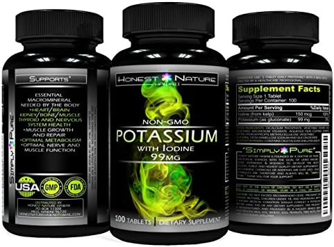 Potassium Iodine Supplement - 99mg NON-GMO - Potassium Iodide - 100 count - 3 month supply (1) - Made in the USA by Honest Nature Hawaii