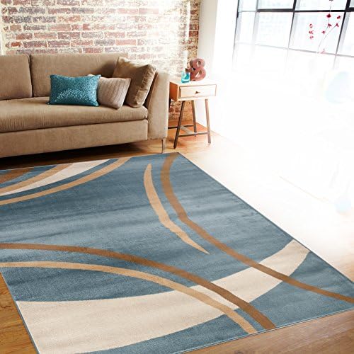 Rug Decor Contemporary Modern Wavy Circles Area Rug, 3'3" by 5' 3", Blue