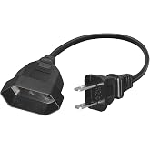 US 2-Prong Nema 1-15P to European EU 2-Prong Female 1ft Short Power Cord, US 2-Prong Plug to Euro CEE7/16 Female Socket Euro US Plug Adapter Cable, 2-Prong US EU Plug Adapter Cord