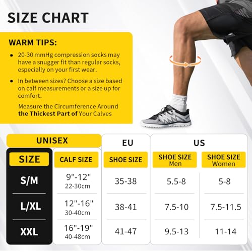 CAMBIVO Compression Socks Women Men 2 Pairs, Compression Socks 20-30 mmHg, Compression Stockings Varicose Veins, Compression Socks for Sport, Running, Airplane, Travel, Cycling, Hiking, Nurse