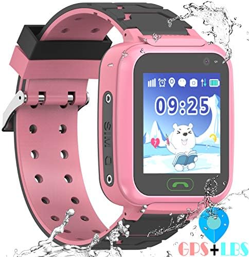 Kids Waterproof GPS Smartwatches Phone - WiFi GPS LBS Tracker Locator 1.4" Touch Screen Wrist Watch with SOS Call Voice Chat Pedometer Camera Alarm Clock for Back to School Boys Girls (Pink)