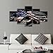 Retro gun American flag Military canvas print art Independence Day home decor wall art pictures for living room 5 panel large poster painting Framed Ready to hang