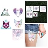 Tattify Cat Temporary Tattoos - Catastrophic (Complete Set of 10 Tattoos - 2 of each Style) - Individual Styles Available - Fashionable Temporary Tattoos
