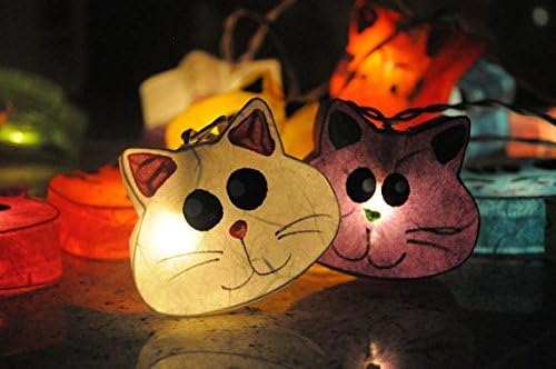 Handmade Mix Cat Color Zoo Animal Plant Paper Lantern String Light Kid Bedroom Light Display Garland Colorful