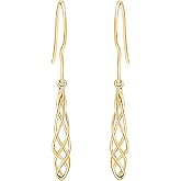 14k Gold Plated 925 Sterling Silver Spiral Shape Drop Earrings For Women