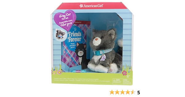 american girl gray cat pet set
