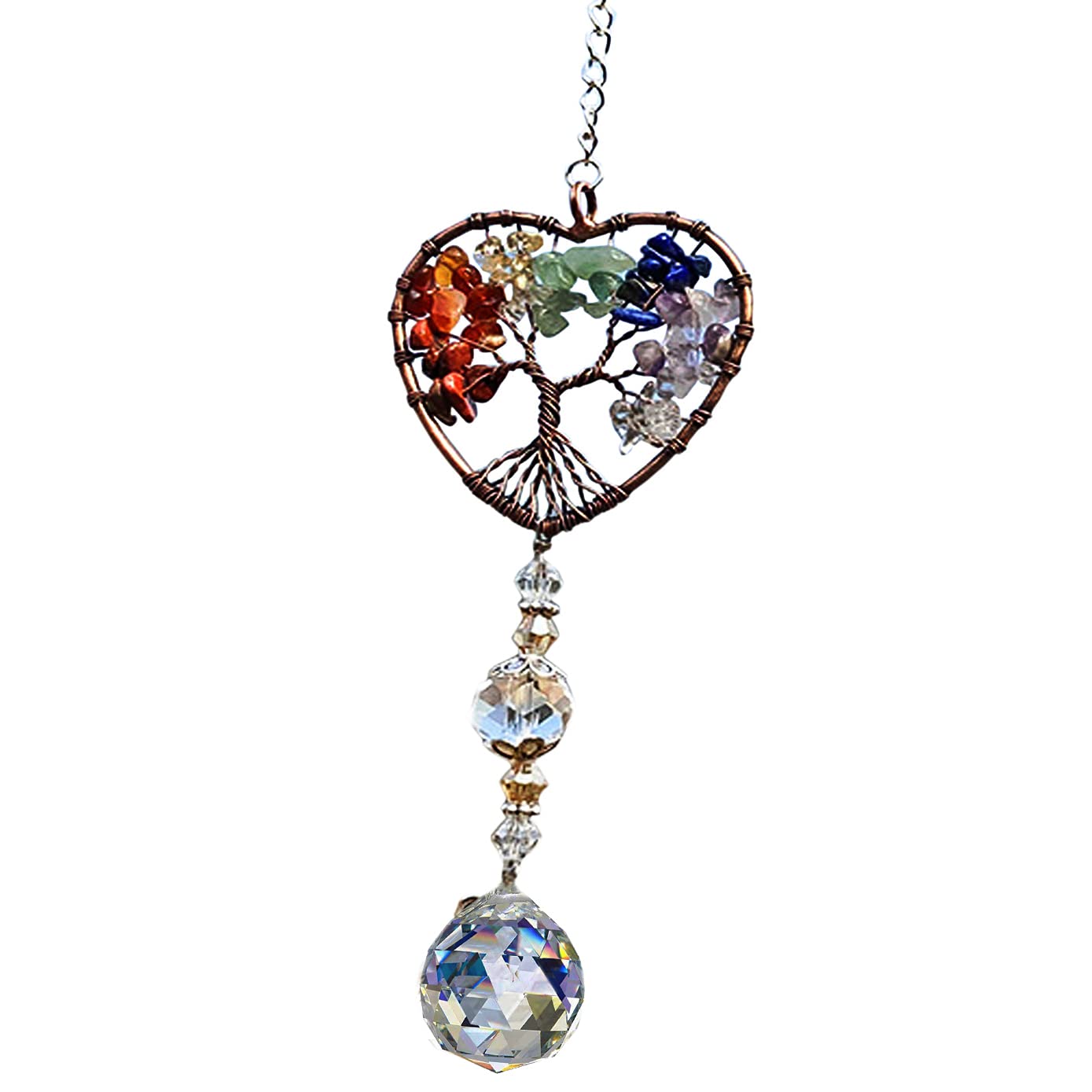 iNszkoos Crystal Prism Life Tree Glass Suncatcher Rainbow Maker Colorful Chain Window Curtain Hanging Crystal Pendant Outdoor Garden Ornament Decoration Wedding Anniversary Birthday Gift