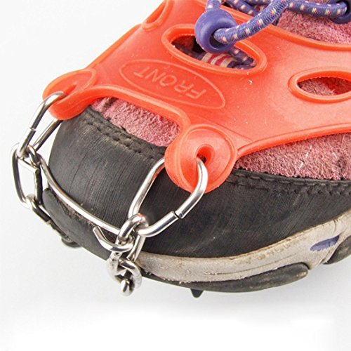 Freahap 11 Teeth Ice Claws Crampons Anti Slip Traction Cleats for Kids with Carry Bag