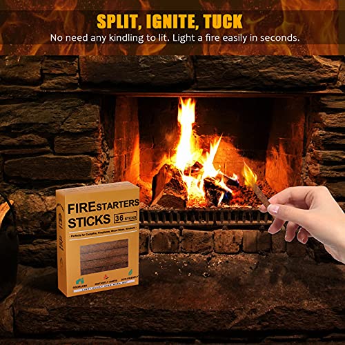 Realcook Fire Starters Natural Sticks 36 Count Easily Start Charcoal
