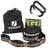 SONGMICS Hammock Straps Set of 2 Hammock Tree Straps with Aluminum Carabiners 2200lbs Breaking Strength, No Stretch, 32 Loops UGDC300